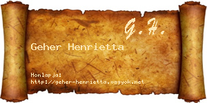 Geher Henrietta névjegykártya